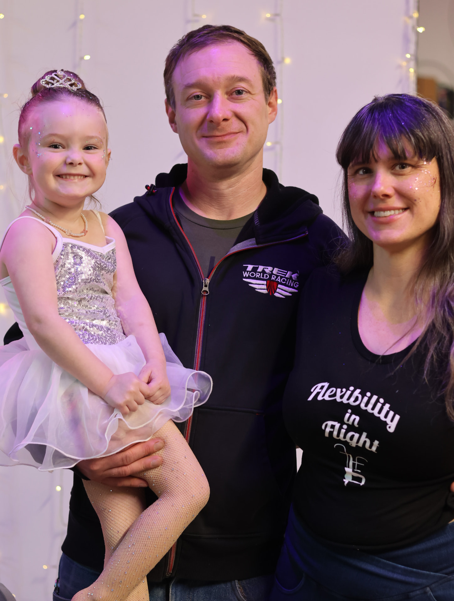 Studio owner Terra Meierdierck with her husband and daughter Victoria at Flexibility in Flight in Chester, NY
